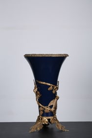 A Huge Ji Blue Glazed Inlaid Bronze Flower and Bird Vase