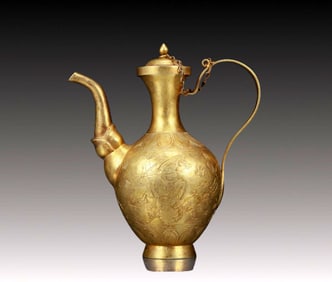 An Exquisite Gilt Bronze Hunting Pattern Ewer