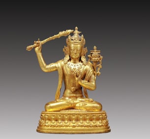 A Solemn Gilt Bronze Statue of Manjusri