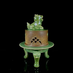 An Exquisite Celadon Kylin Pattern Censer