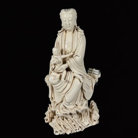 A Huge Blance-De-Chine Statue of Avalokitesvara