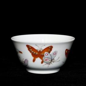 A Precious Famille-Rose Butterfly Pattern Cup
