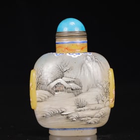 An Exquisite Glass Snowscape Pattern Snuff Bottle