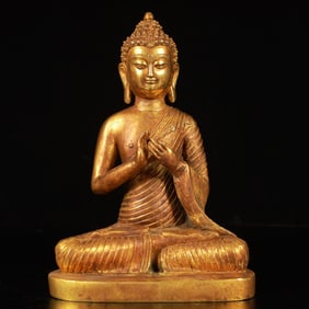 An Exquisite Gilt Bronze Statue of Sakyamuni