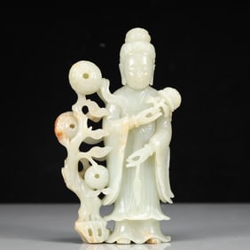An Exquisite White Jade Character Ornament
