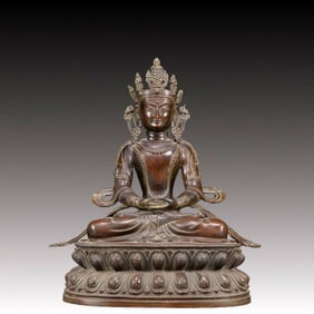 A Solemn Bronze Statue of Amitayus