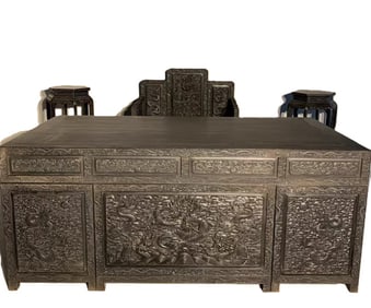 A Set of Huge Zitanwood Auspicious Cloud and Dragon Pattern Tables