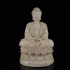 An Exquisite Blance-De-Chine Statue of Sakyamuni