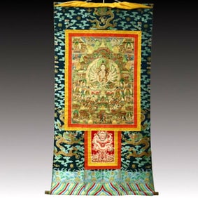 A Rare Brocade Painted Color Statue of Gautama’s Mother Tangka