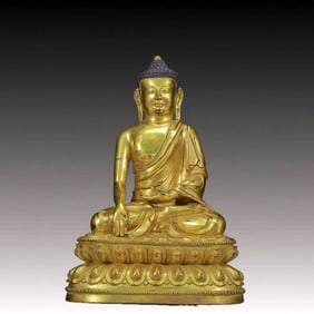 A Solemn Gilt Bronze Statue of Sakyamuni