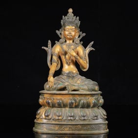 A Solemn Gilt Bronze Statue of Tara