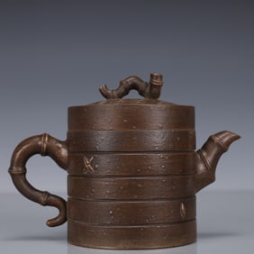 An Exquisite Purple Sands Bamboo Pattern Teapot