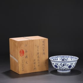 An Exquisite Blue and White Lotus Pattern Bowl