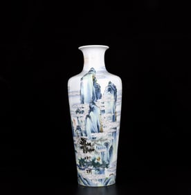 A Rare Famille-Rose Landscape Pattern Vase