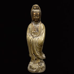 A Huge Blance-De-Chine Painted Gold Statue of Bodhisattva