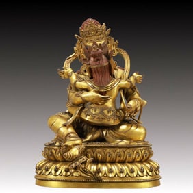 A Solemn Gilt Bronze Statue of Mammon