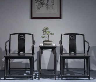 A Set of Zitanwood Ruyi Pattern Table and Armchair