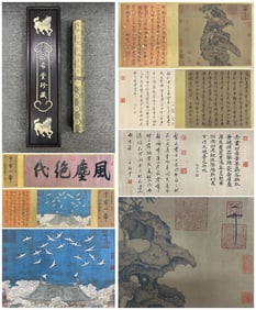 A Chinese Hand Scroll Ink Painting of Landscape on Silk