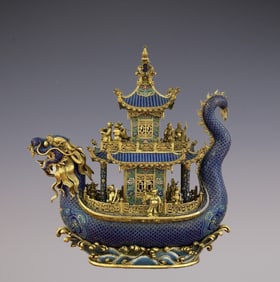 An Exquisite Cloisonne Seawater Pattern Figure Pattern Ornament