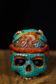 An Exquisite Yak bone Inlaid Gems Ornament