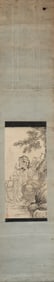 A Chinese Vertical Scroll Ink Painting of Statue of Arhat on Paper