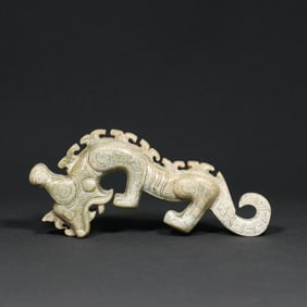 An Exquisite White Jade Tiger-Shaped Ornament