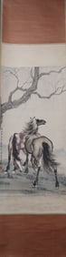 A Chinese Vertical Scroll Ink Painting of Horse on Paper