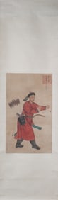 A Chinese Vertical Scroll Ink Painting of Figure on Silk