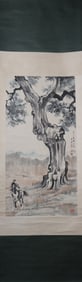 A Chinese Vertical Scroll Ink Painting of Horse on Paper