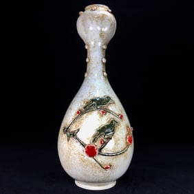 An Exquisite Ding yao Painted Color Flower and Bird Pattern Vase