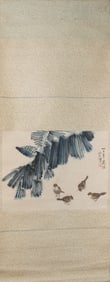 A Chinese Vertical Scroll Ink Painting of Flower and Bird on Paper
