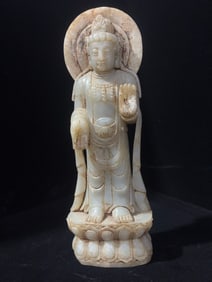 An Exquisite White Jade Statue of Samantabhadra