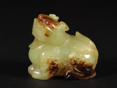 An Exquisite Yellow Jade Auspicious Beast Ornament