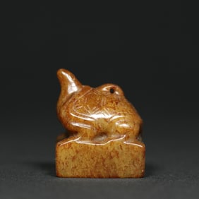 An Exquisite White Jade Turtle Seal