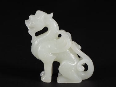 An Exquisite White Jade Kylin Ornament