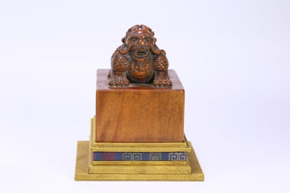 An Exquisite Sandalwood Kylin Seal