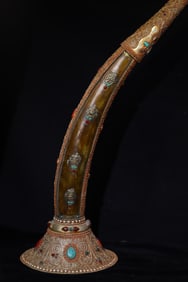 An Exquisite Ox horn Inlaid Gems Ornament