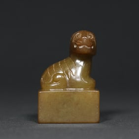 An Exquisite White Jade Tiger Seal