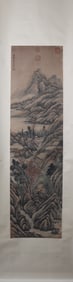A Chinese Vertical Scroll Ink Painting of Landscape on Paper
