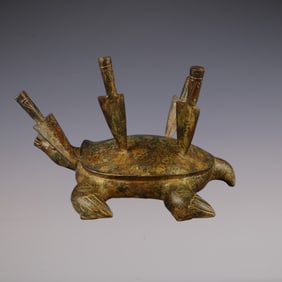 An Exquisite Bronze With Inscription Turtle Ornament