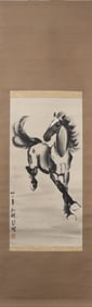 A Chinese Vertical Scroll Ink Painting of Horse on Paper