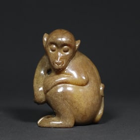 An Exquisite White Jade Monkey Ornament