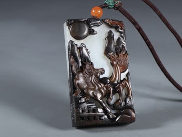 An Exquisite White Jade Horse Pattern Pendant