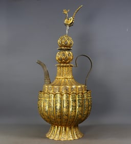 An Exquisite Gilt Bronze Lotus Pattern Ewer