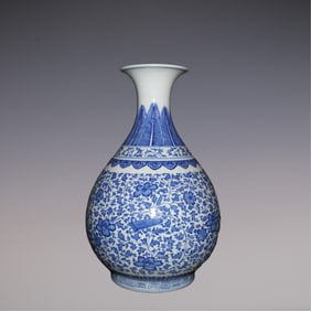 An Exquisite Blue and White Lotus Pattern Eight Treasures Pattern Vase