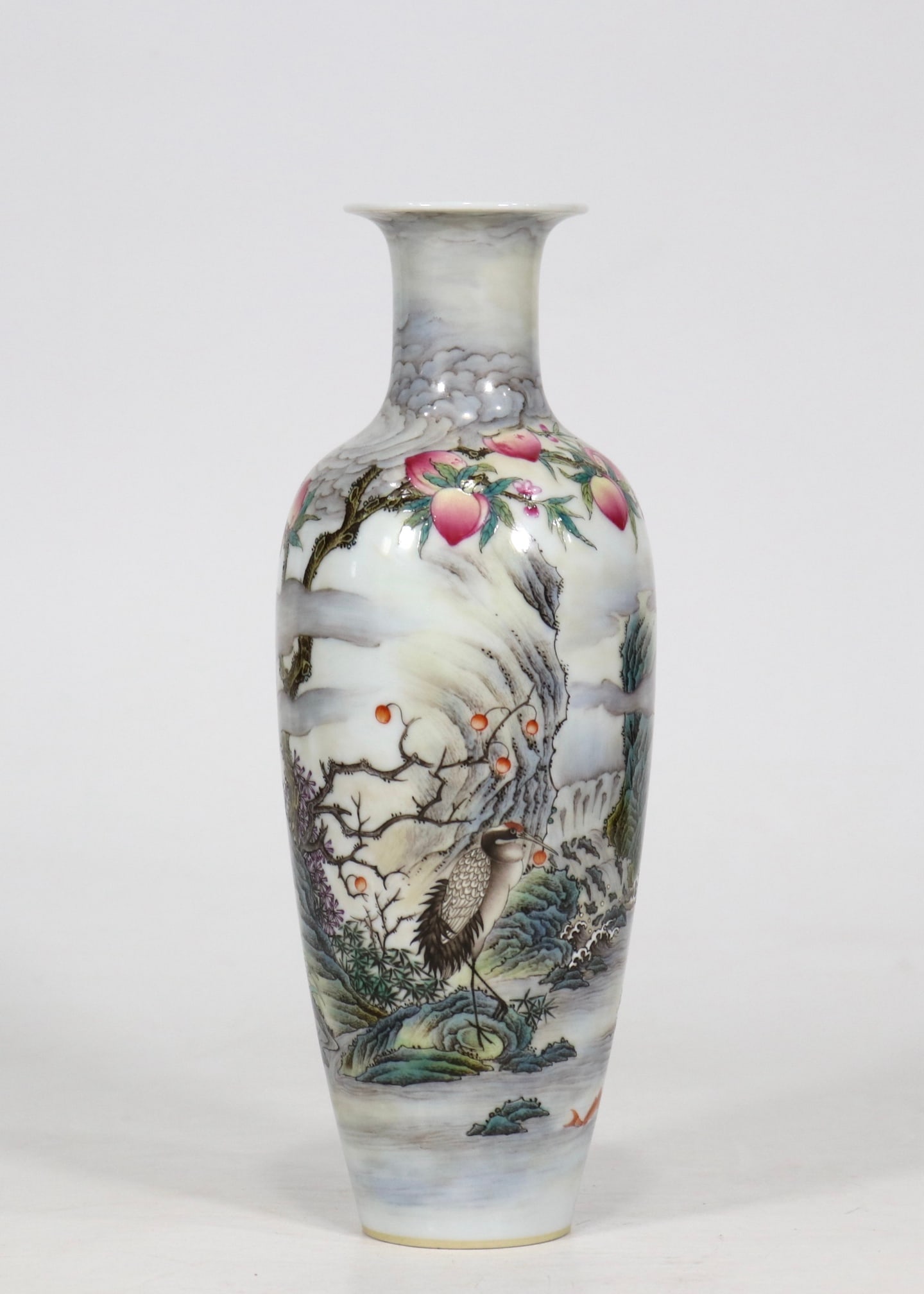 An Exquisite Enamel Crane Pattern with poem Vase (1 of 9)