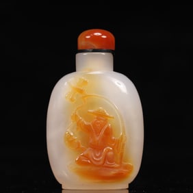 An Exquisite Agate Character and Story Pattern Snuff Bottle
