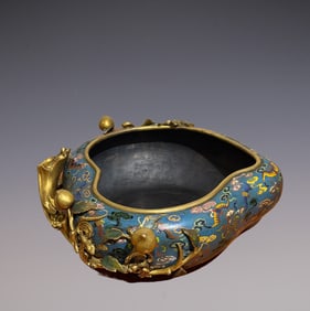 An Exquisite Cloisonne Bats and Peach Pattern Flower Pattern Brush Washer