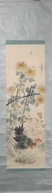 A Chinese Vertical Scroll Ink Painting of Flower and Bird on Paper