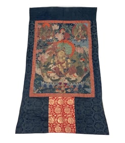 An Exquisite Kesi Statue of Heavenly King Tangka